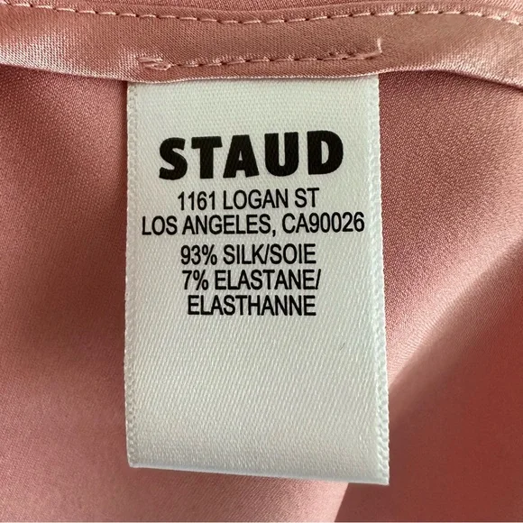 STAUD Phare Silk Dress in Rose Size: 12, NWT - Picture 7 of 16